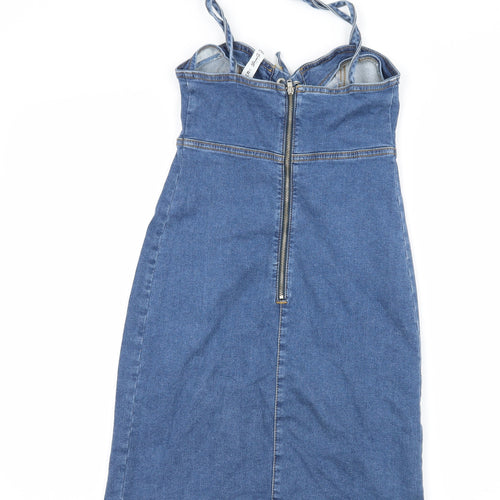 Denim & Co. Womens Blue  Denim Bodycon  Size 6  - Lace up detail
