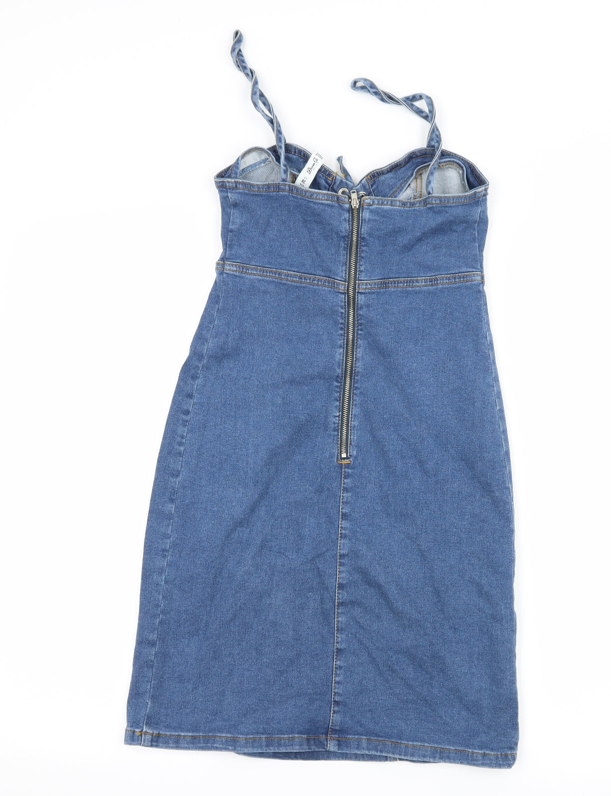 Denim & Co. Womens Blue  Denim Bodycon  Size 6  - Lace up detail