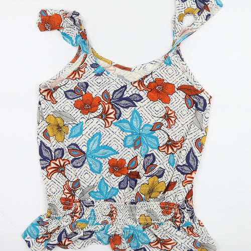 Preworn Womens White Floral Jersey Camisole Tank Size L