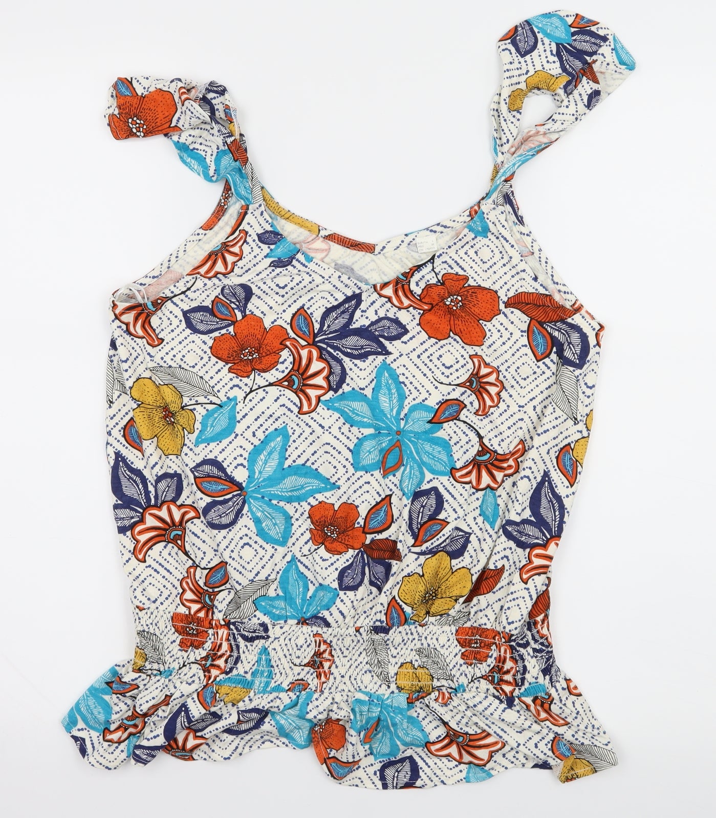 Preworn Womens White Floral Jersey Camisole Tank Size L