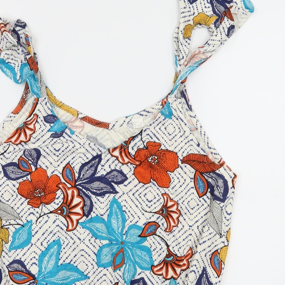 Preworn Womens White Floral Jersey Camisole Tank Size L