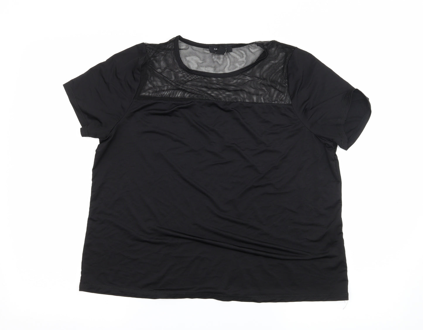 New Look Womens Beige  Jersey Basic T-Shirt Size L  - Fish net detail