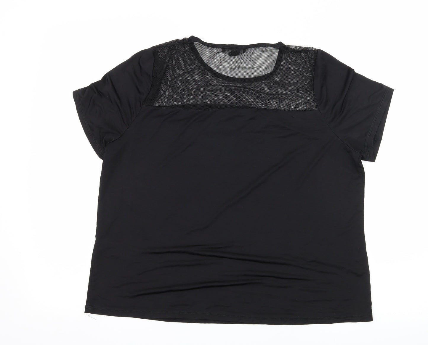 New Look Womens Beige  Jersey Basic T-Shirt Size L  - Fish net detail