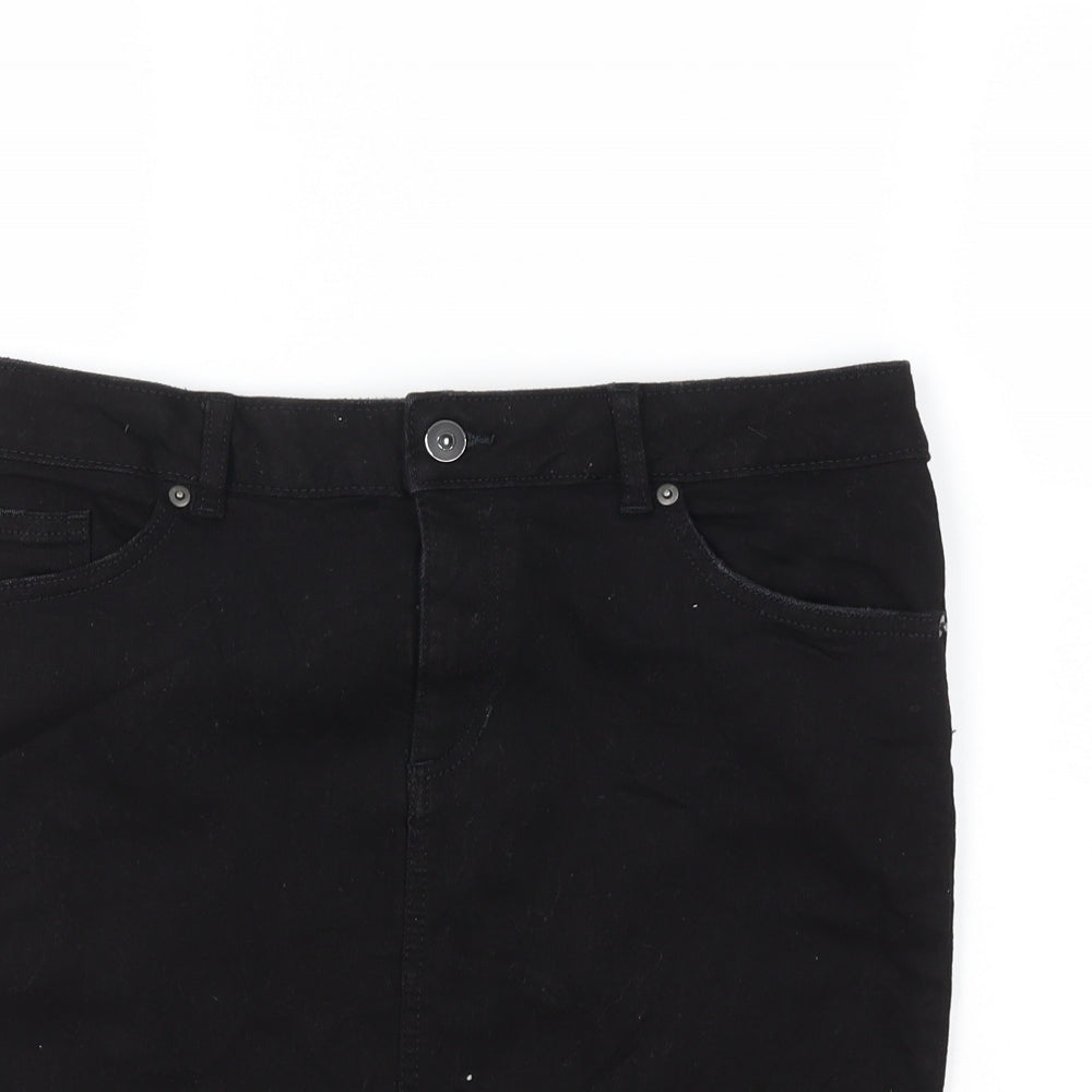 H&M Womens Black  Denim Mini Skirt Size 10