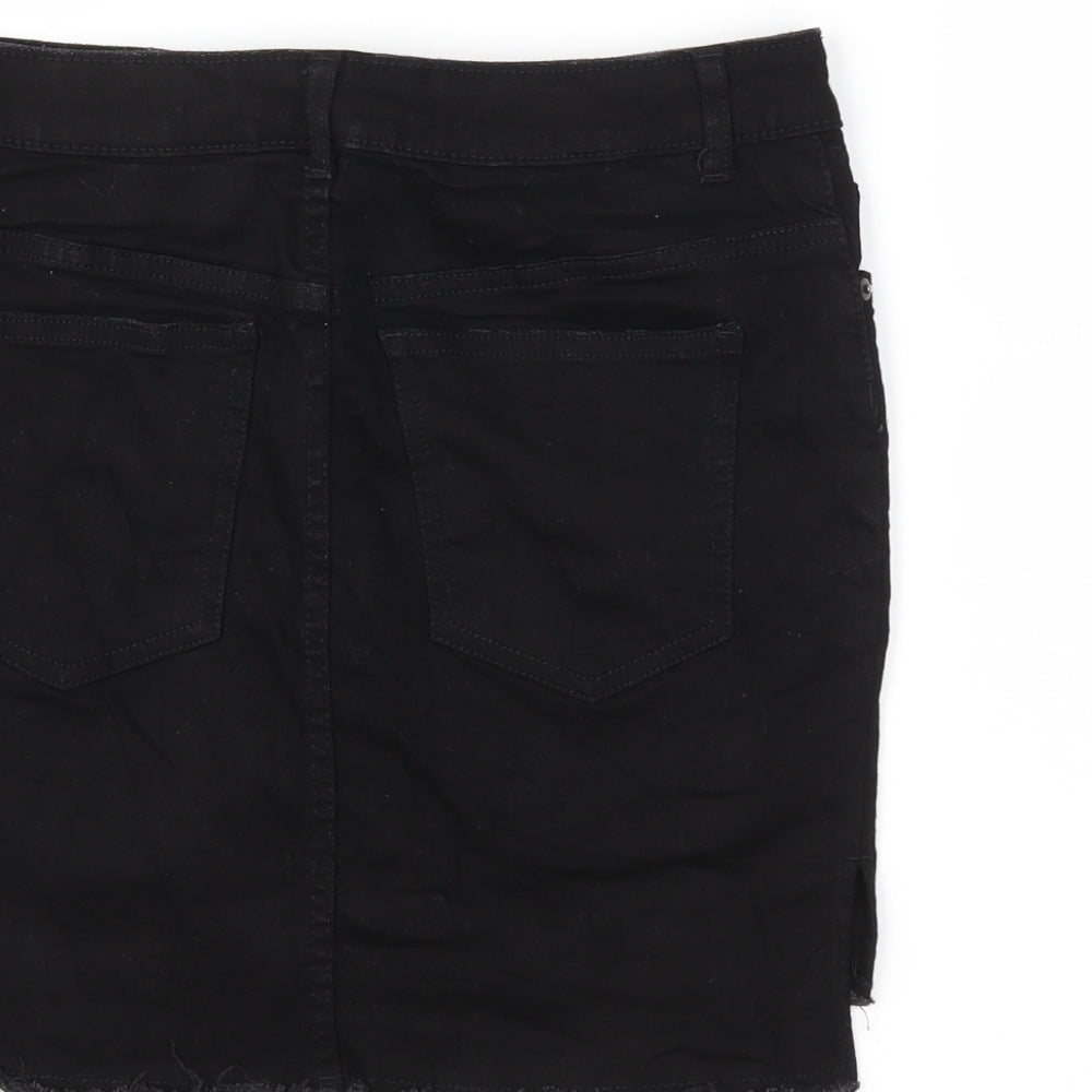H&M Womens Black  Denim Mini Skirt Size 10