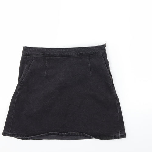Preworn Womens Black  Denim A-Line Skirt Size 30 in