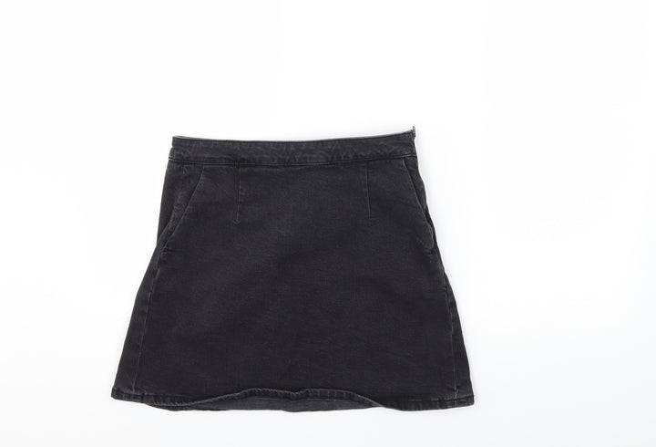 Preworn Womens Black Denim A-Line Skirt Size 30 in