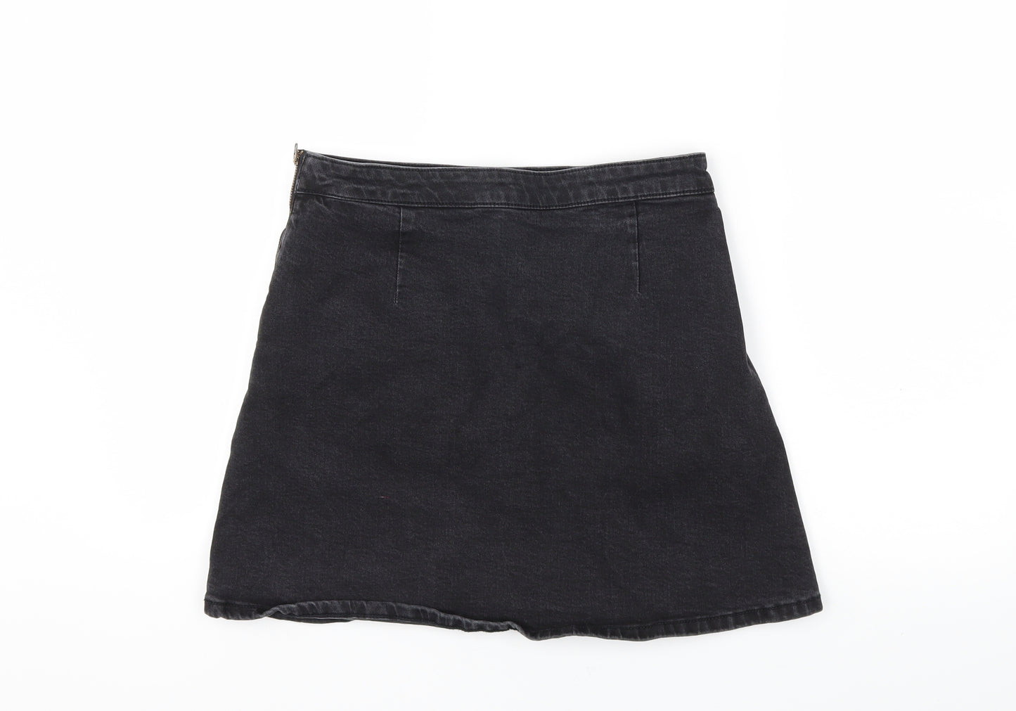 Preworn Womens Black  Denim A-Line Skirt Size 30 in