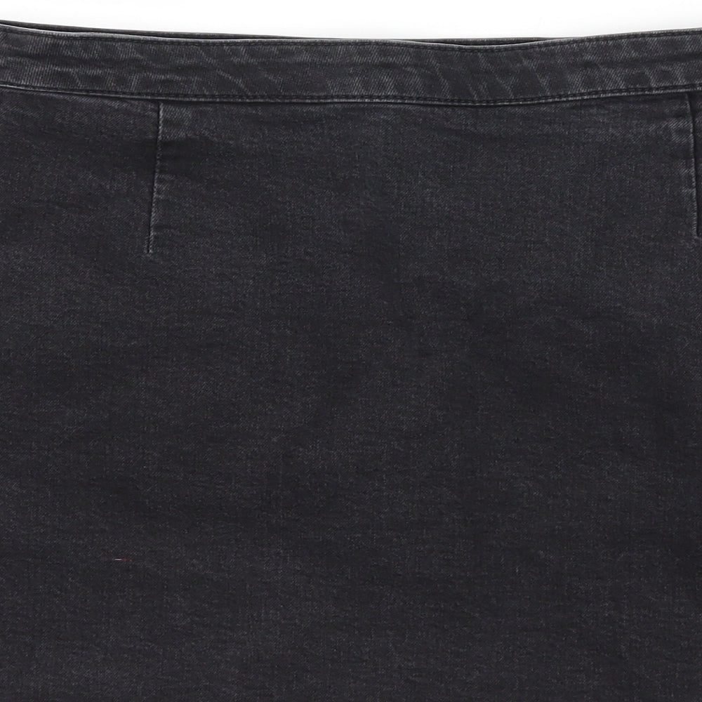 Preworn Womens Black  Denim A-Line Skirt Size 30 in