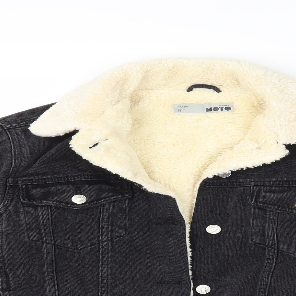 Topshop Womens Black  Denim Jacket  Size 8