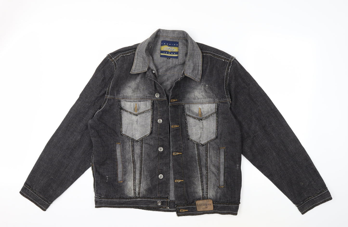 fashion jeans Mens Black  Denim Jacket  Size L