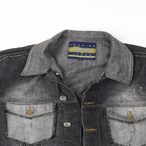 fashion jeans Mens Black  Denim Jacket  Size L
