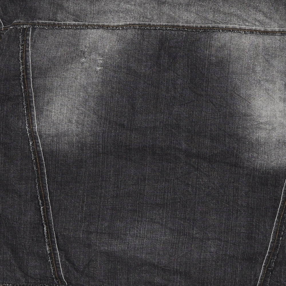 fashion jeans Mens Black  Denim Jacket  Size L