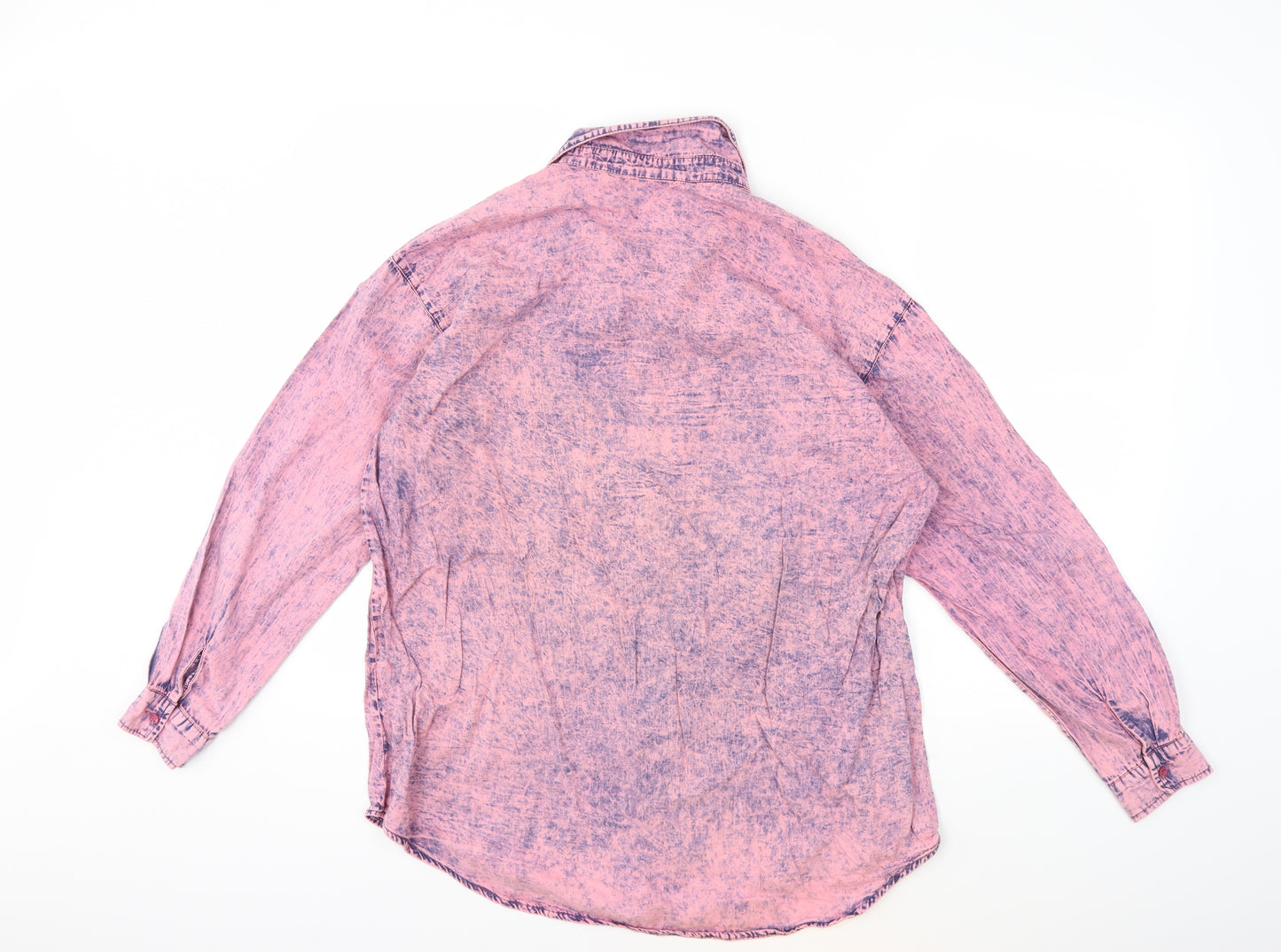 Boohoo Womens Pink  Denim Basic Button-Up Size S