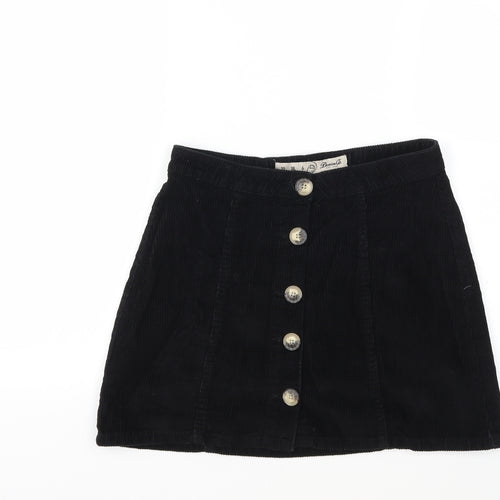 Denim & Co. Womens Black  Corduroy Mini Skirt Size 8