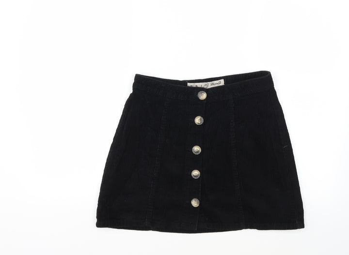 Denim & Co. Womens Black  Corduroy Mini Skirt Size 8