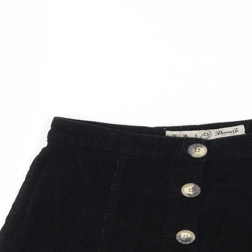 Denim & Co. Womens Black  Corduroy Mini Skirt Size 8