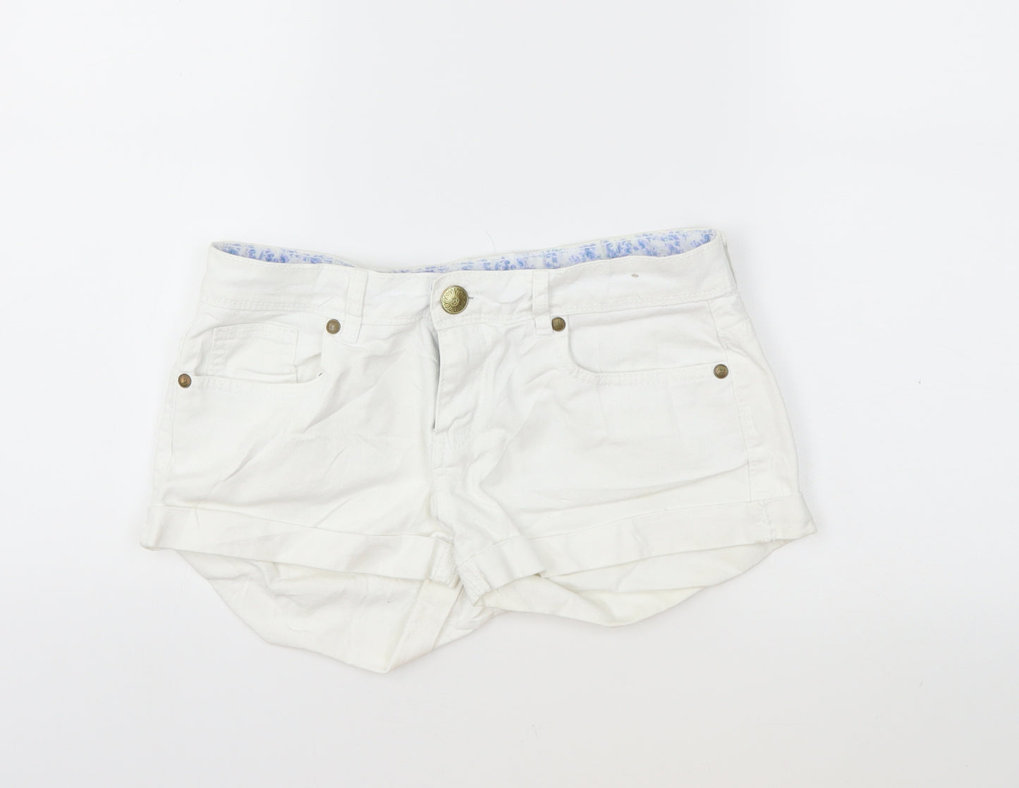 Denim & Co. Womens White  Denim Hot Pants Shorts Size 10