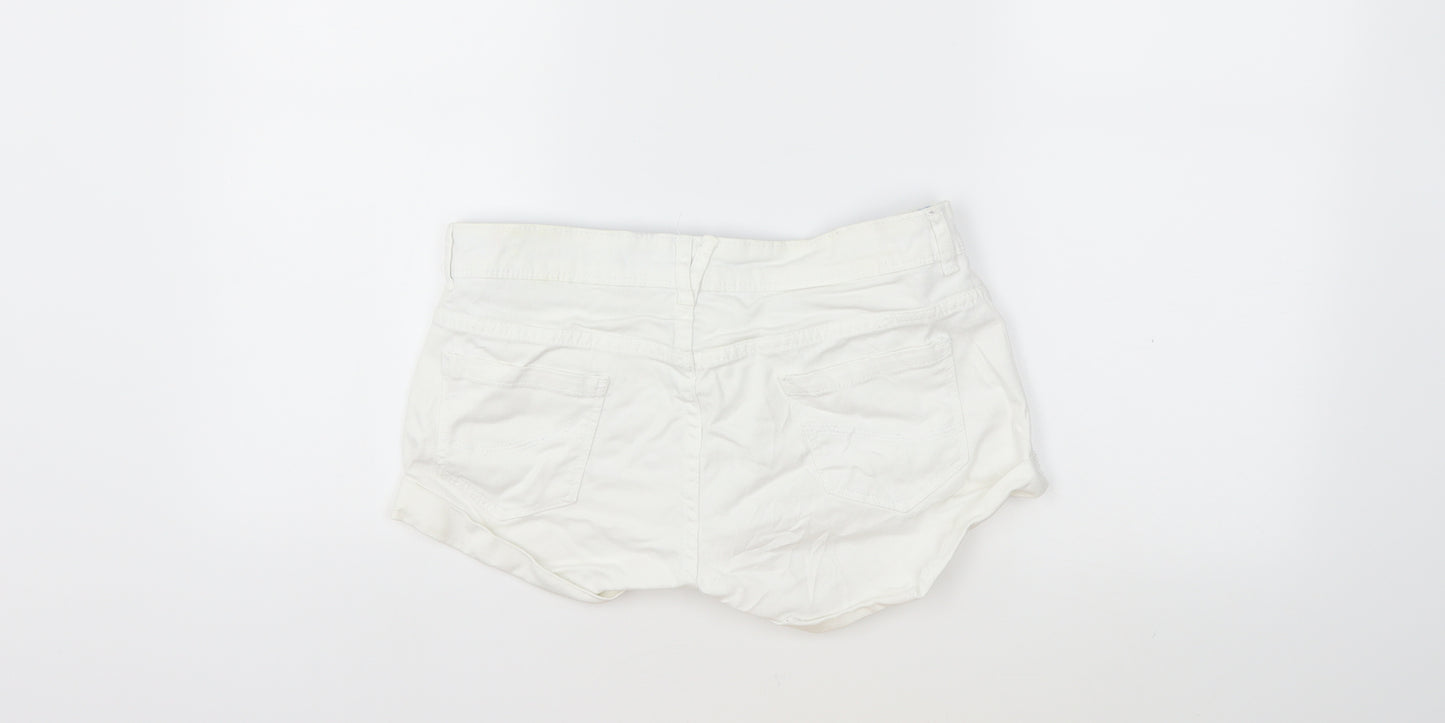 Denim & Co. Womens White  Denim Hot Pants Shorts Size 10