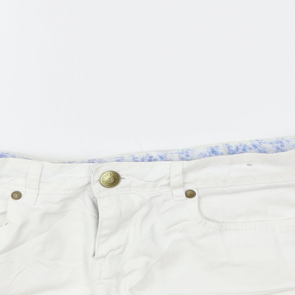Denim & Co. Womens White  Denim Hot Pants Shorts Size 10