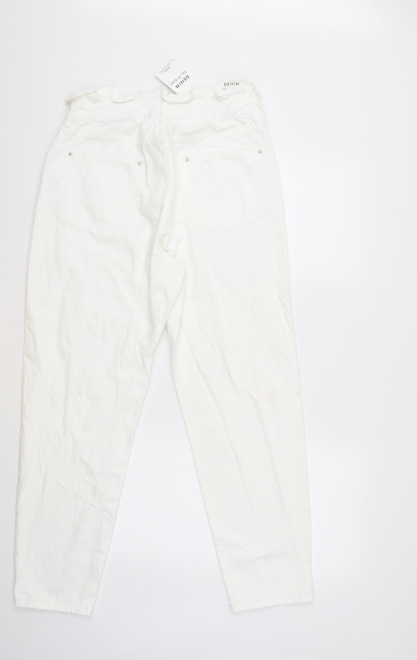 Miss Selfridge Womens White  Denim Mom Jeans Size 14 L27 in