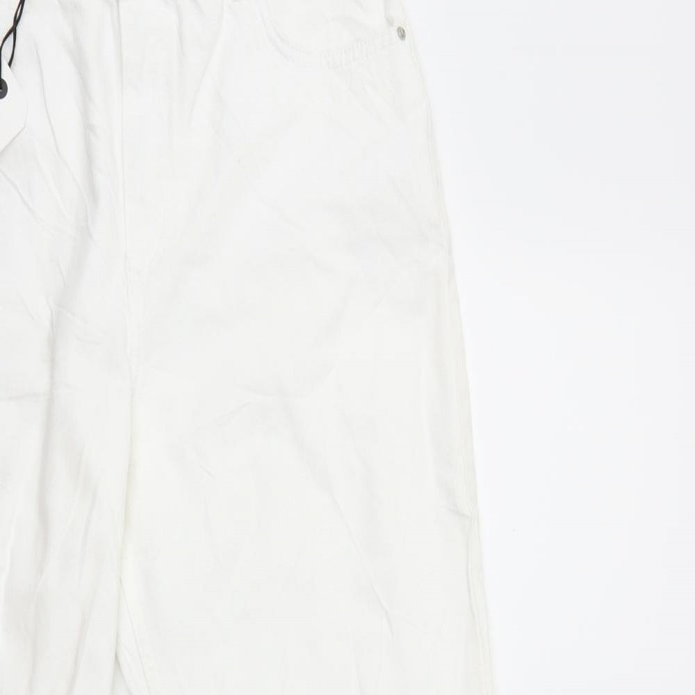 Miss Selfridge Womens White  Denim Mom Jeans Size 14 L27 in
