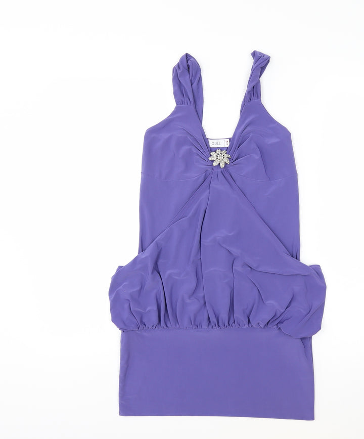 Quiz Womens Purple Basic Blouse Size 12