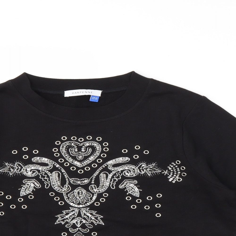 HARPENNE Womens Black   Pullover Sweatshirt Size 14