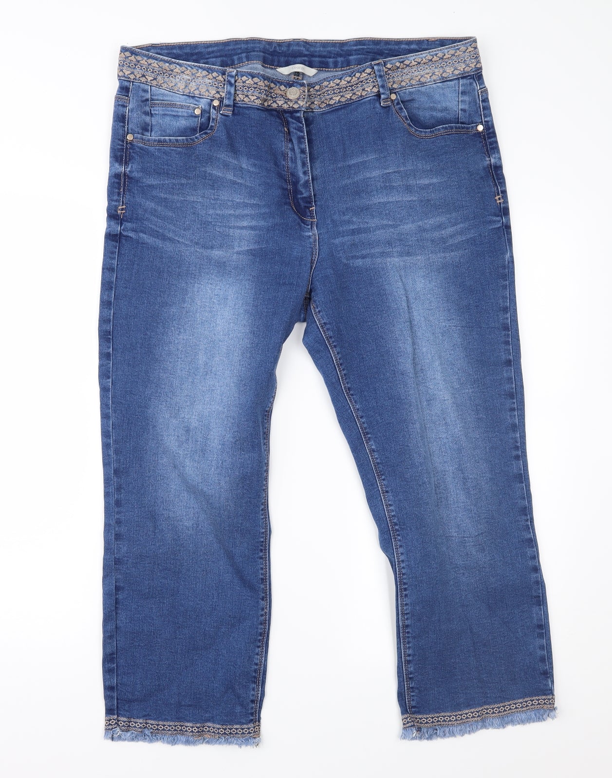 George Womens Blue Geometric Denim Cropped Jeans Size 18 L23 in