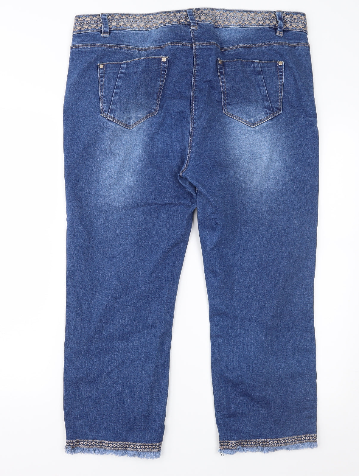 George Womens Blue Geometric Denim Cropped Jeans Size 18 L23 in