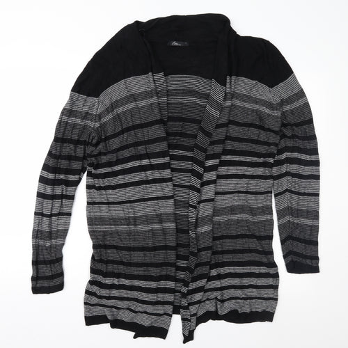 Bonmarché Womens Black Striped Knit Cardigan Jumper Size L