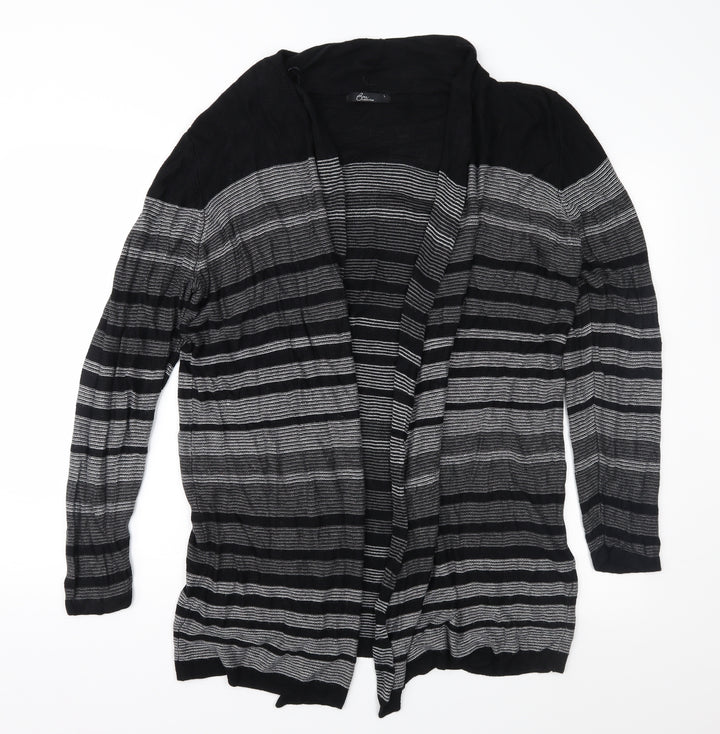 Bonmarché Womens Black Striped Knit Cardigan Jumper Size L