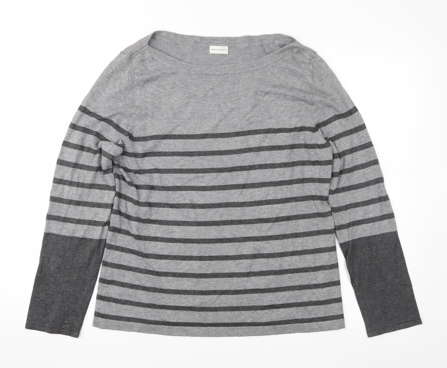 Minuet Womens Grey Striped Knit Pullover Jumper Size L