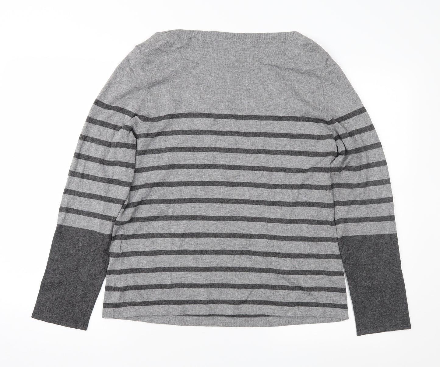 Minuet Womens Grey Striped Knit Pullover Jumper Size L