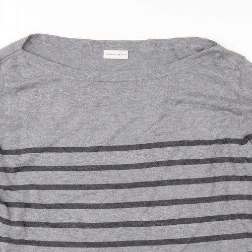 Minuet Womens Grey Striped Knit Pullover Jumper Size L