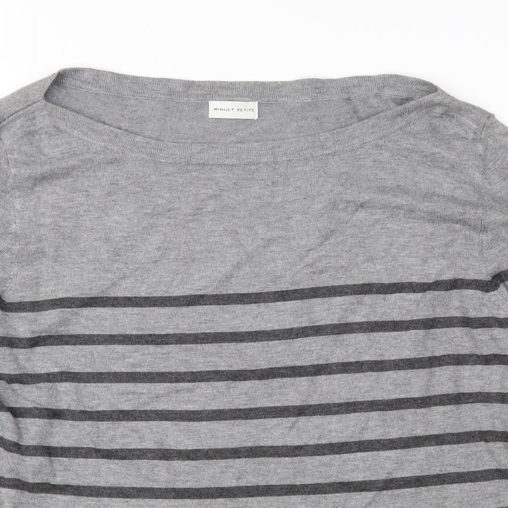 Minuet Womens Grey Striped Knit Pullover Jumper Size L