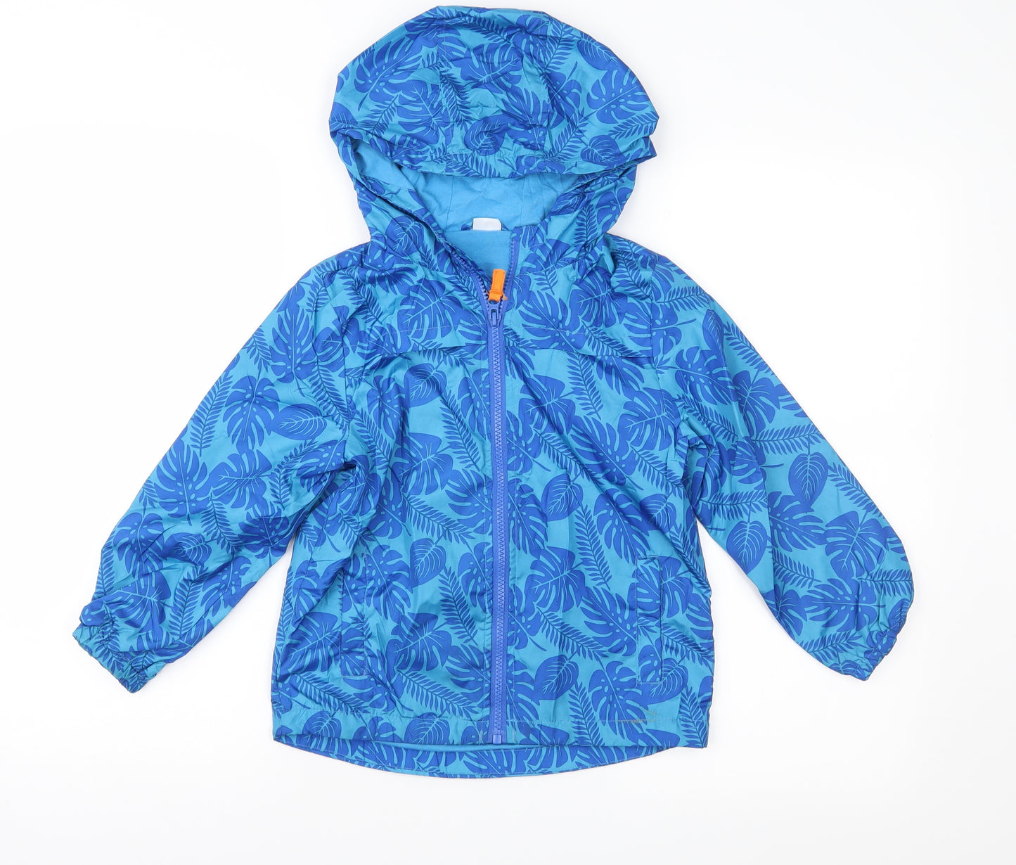 F&F Girls Blue Floral  Rain Coat Jacket Size 6-7 Years