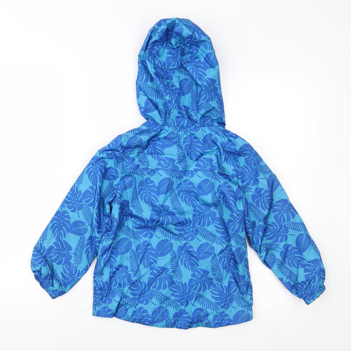 F&F Girls Blue Floral  Rain Coat Jacket Size 6-7 Years