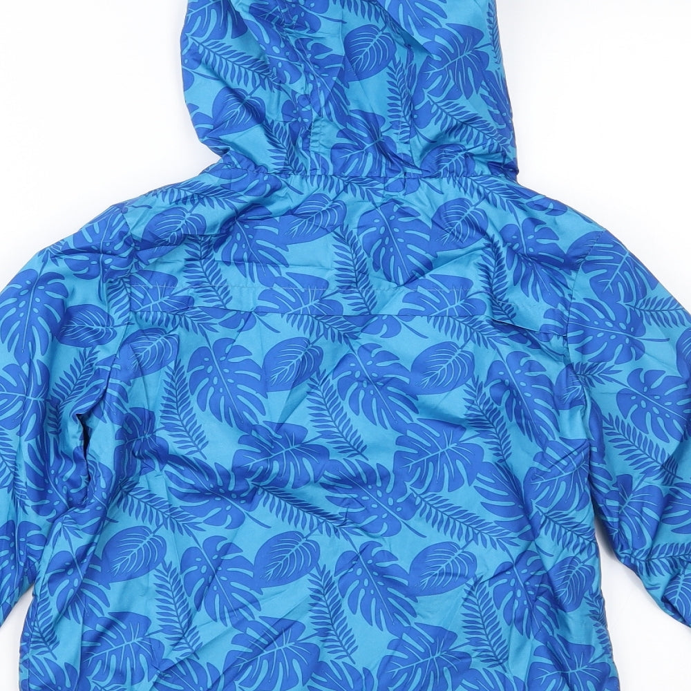 F&F Girls Blue Floral  Rain Coat Jacket Size 6-7 Years