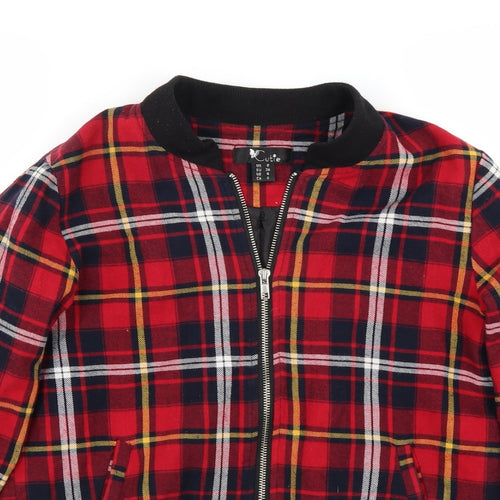 Cutie Womens Red Check  Jacket Coat Size 8