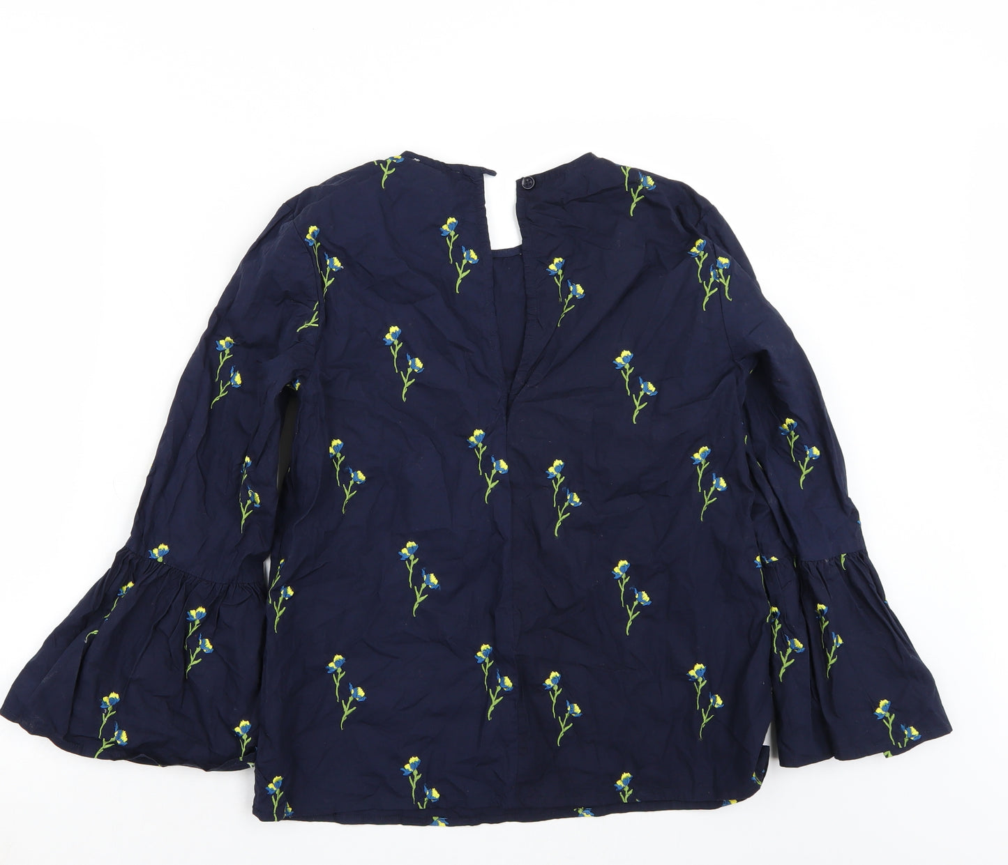Warehouse Womens Blue Floral  Basic T-Shirt Size 8
