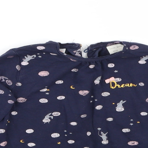 Zara Girls Blue  Rayon Basic T-Shirt Size 12 Months