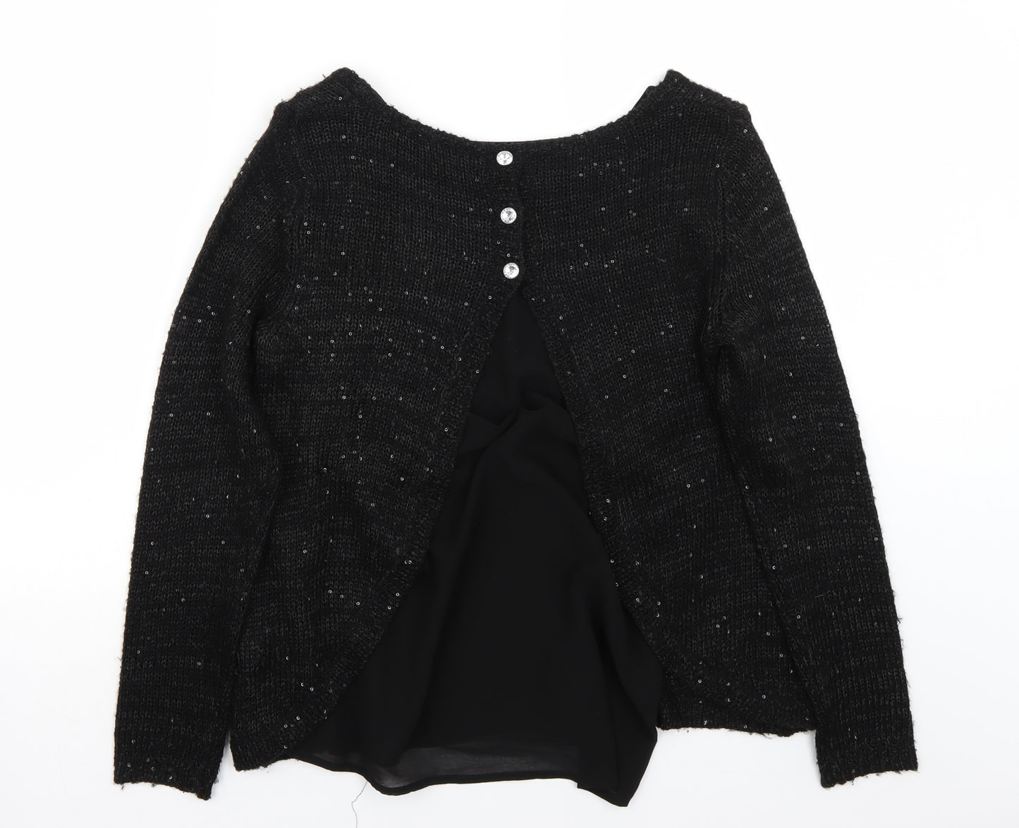 Fransa Womens Black   Pullover Jumper Size S