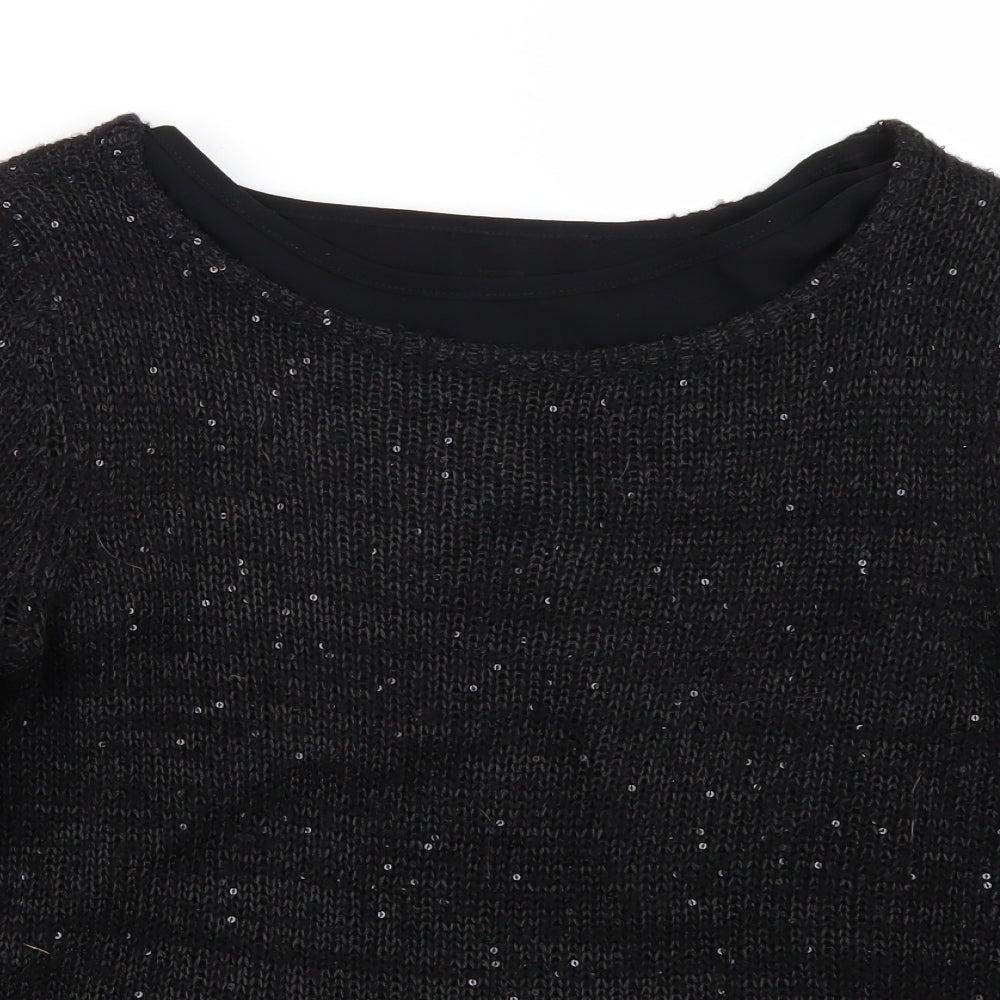 Fransa Womens Black   Pullover Jumper Size S