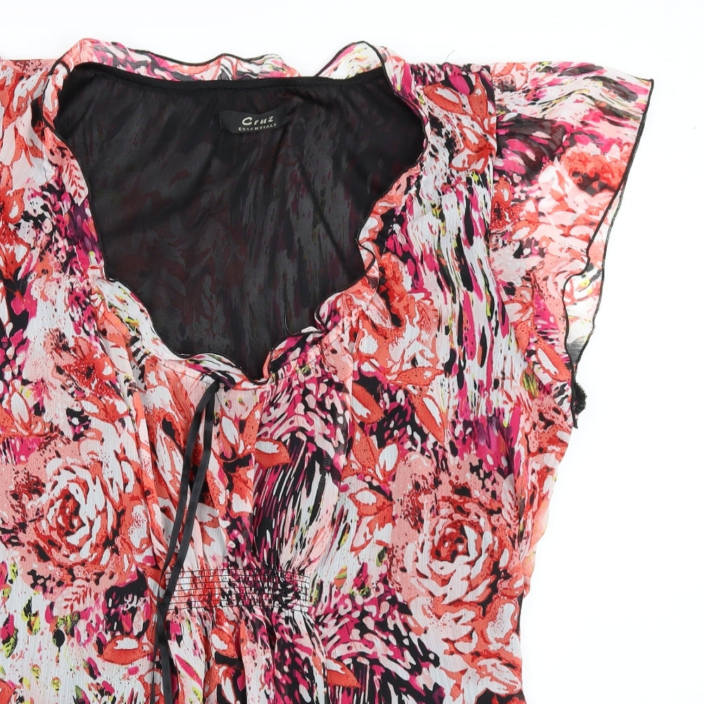 Cruz Womens Pink Floral  Basic T-Shirt Size 26