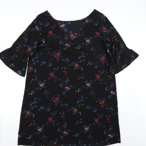Papaya Womens Black Floral Rayon A-Line  Size 20