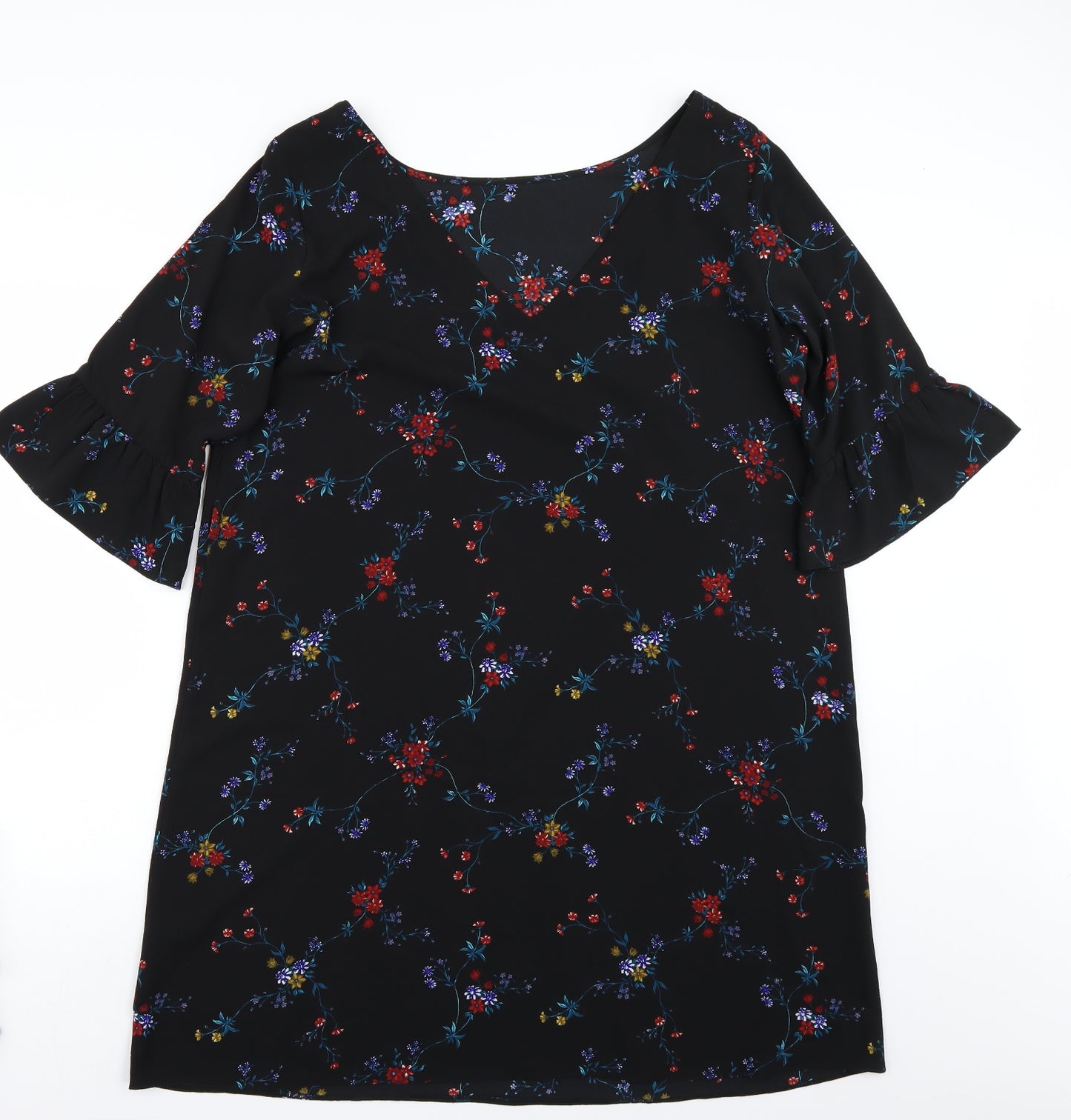 Papaya Womens Black Floral Rayon A-Line  Size 20