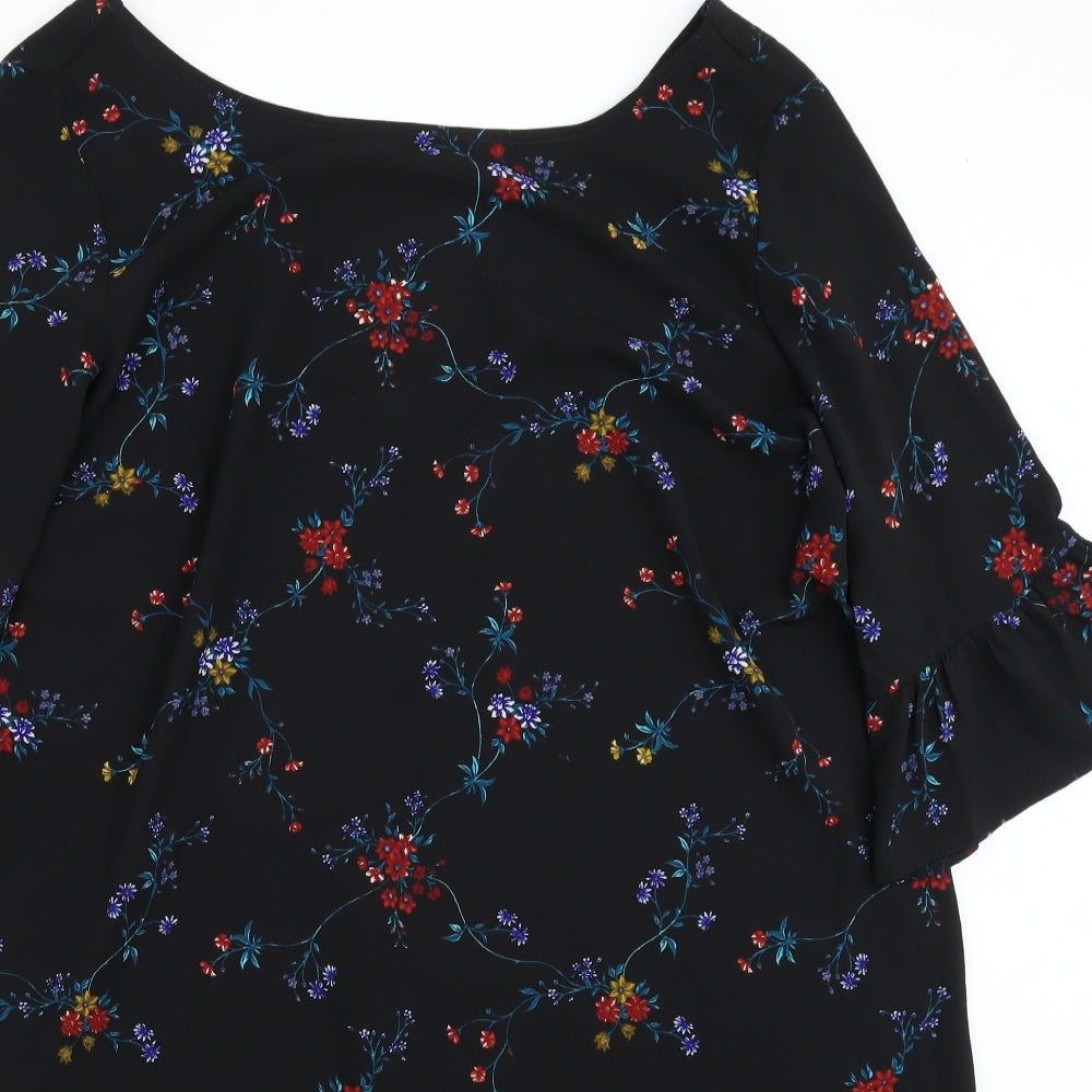 Papaya Womens Black Floral Rayon A-Line  Size 20