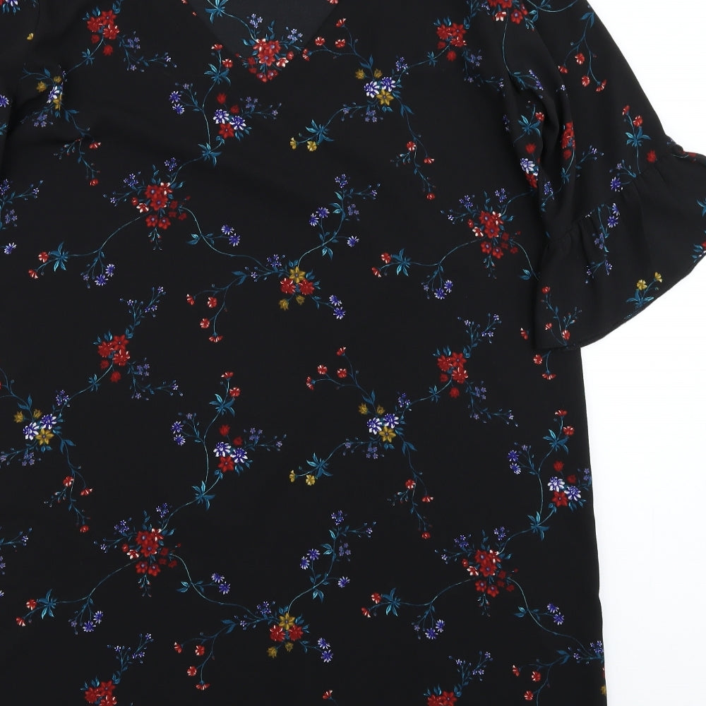 Papaya Womens Black Floral Rayon A-Line  Size 20