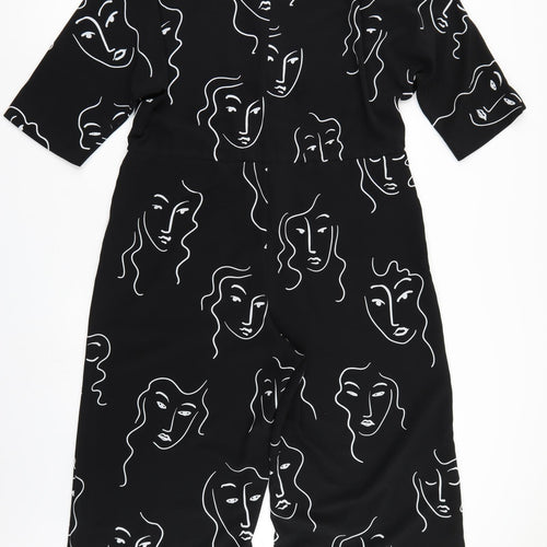 Monki Womens Black Geometric  Jumpsuit One-Piece Size M